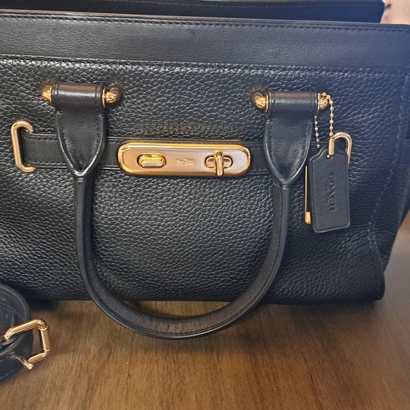 Coach Black Leather Handbag - Picture 1 of 9